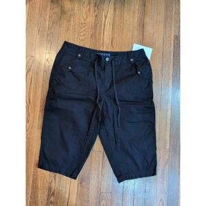 Levi Dockers Women BLACK Cotton Capri Pants Sz 16 Drawstring Option
